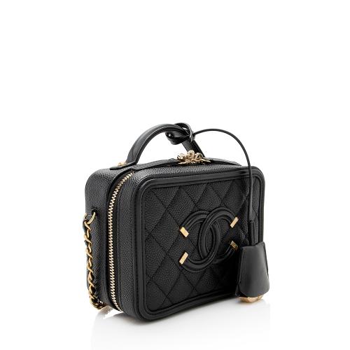 Chanel Caviar Leather CC Filigree Small Vanity Case