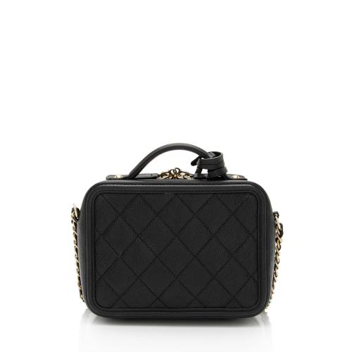 Chanel Caviar Leather CC Filigree Small Vanity Case