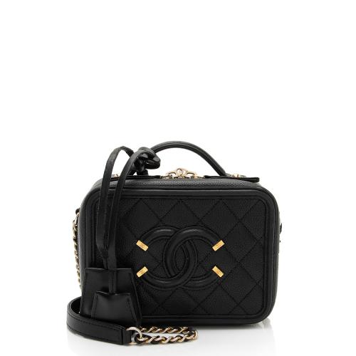 Chanel Caviar Leather CC Filigree Small Vanity Case