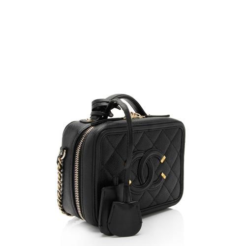 Chanel Caviar Leather CC Filigree Small Vanity Case