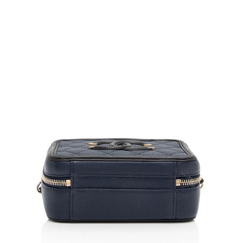 Chanel Caviar Leather CC Filigree Small Vanity Case