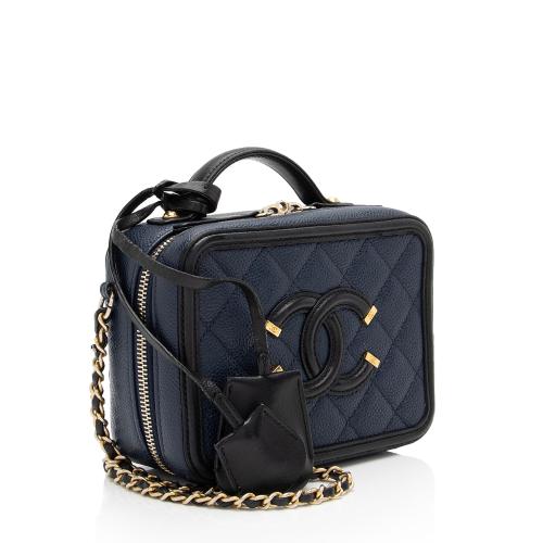 Chanel Caviar Leather CC Filigree Small Vanity Case