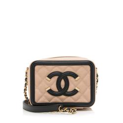 Chanel Grained Calfskin CC Filigree Vanity Clutch with Chain