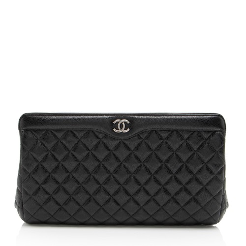 Chanel Caviar Leather CC Frame Clutch