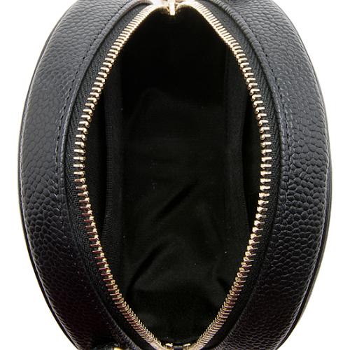 Chanel Caviar Leather CC Filigree Round Clutch with Chain