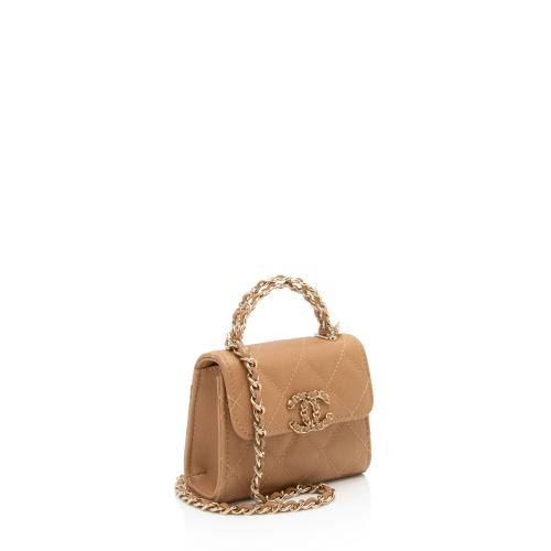 Chanel Caviar Leather Chain Mini Top Handle with Chain 