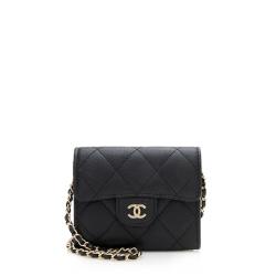 Chanel Caviar Leather Classic Chain Mini Clutch