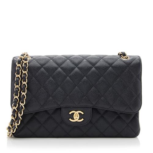 Chanel Caviar Leather Classic Jumbo Double Flap Bag