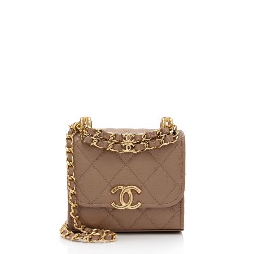 Chanel Caviar Leather Coco First Clutch with Chain