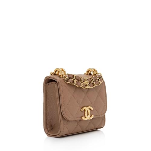 Chanel Caviar Leather Coco First Clutch with Chain