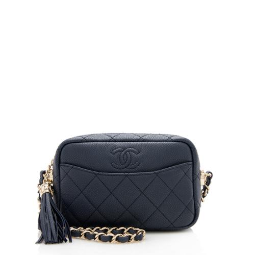 Chanel Matte Caviar Leather Coco Tassel Mini Camera Bag