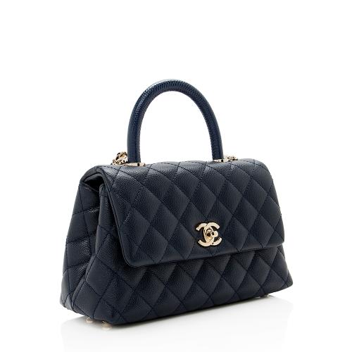 Chanel Caviar Leather Coco Top Handle Mini Flap Bag