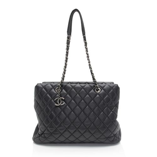 Chanel Caviar Leather Fold In Flap Top Tote