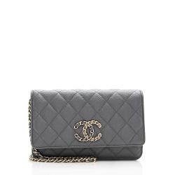 Chanel Caviar Leather French New Wave Chain Wallet on Chain