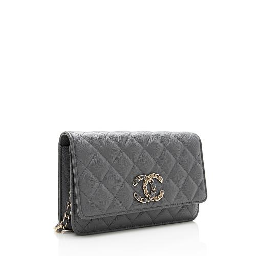 Chanel Caviar Leather French New Wave Chain Wallet on Chain