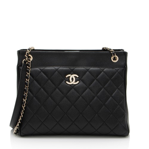 Chanel Caviar Leather In Out Flap Shopping Tote