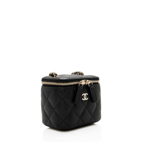 Chanel Caviar Leather Mini Vanity Case with Chain