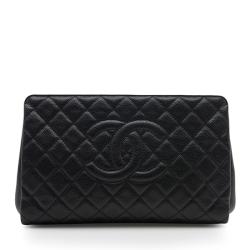 Chanel Caviar Leather Jumbo CC Clutch