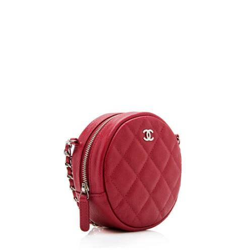 Chanel Caviar Leather Round Clutch with Chain