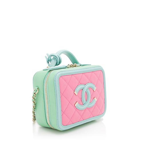 Chanel Caviar Leather CC Filigree Small Vanity Case