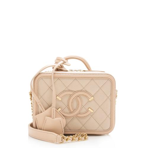 Chanel Caviar Leather CC Filigree Small Vanity Case