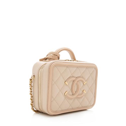 Chanel Caviar Leather CC Filigree Small Vanity Case