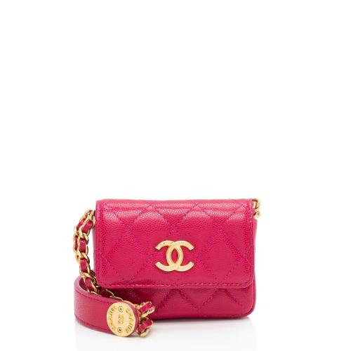 Chanel Caviar Leather Twist You Buttons Flap Chain Belt Bag