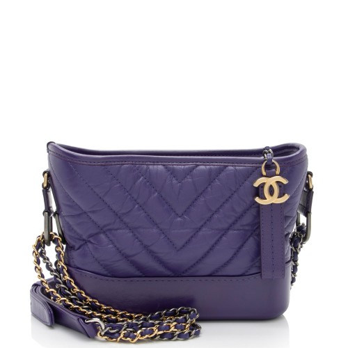 Chanel Chevron Aged Calfskin Gabrielle Small Hobo