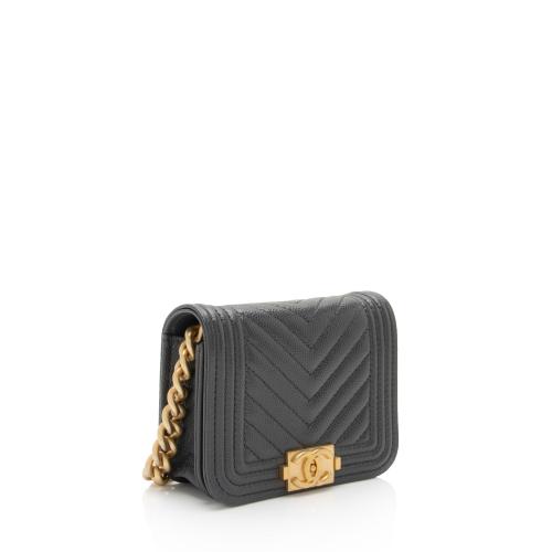 Chanel Chevron Caviar Leather Boy Waist Bag