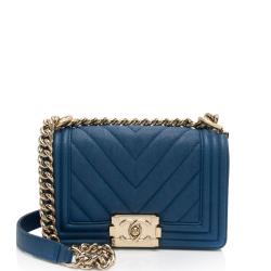 Chanel Chevron Caviar Leather Small Boy Bag