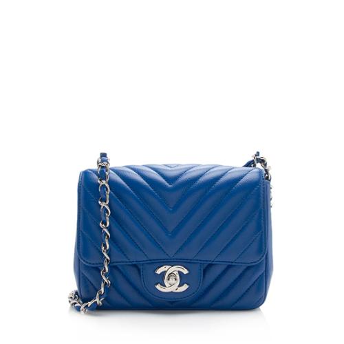 Chanel Chevron Caviar Leather Square Mini Flap Bag