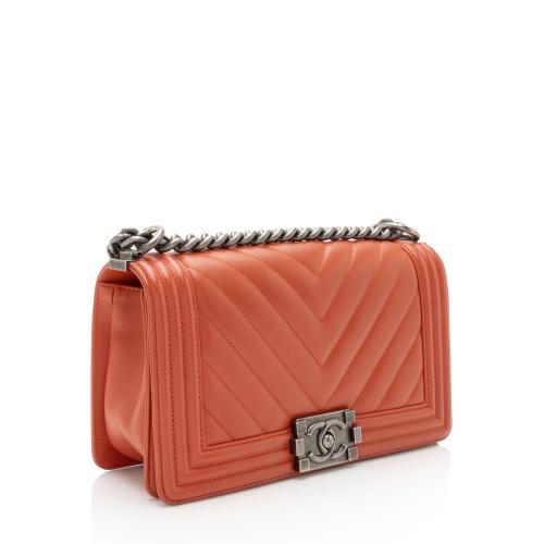 Chanel Chevron Lambskin Old Medium Boy Bag