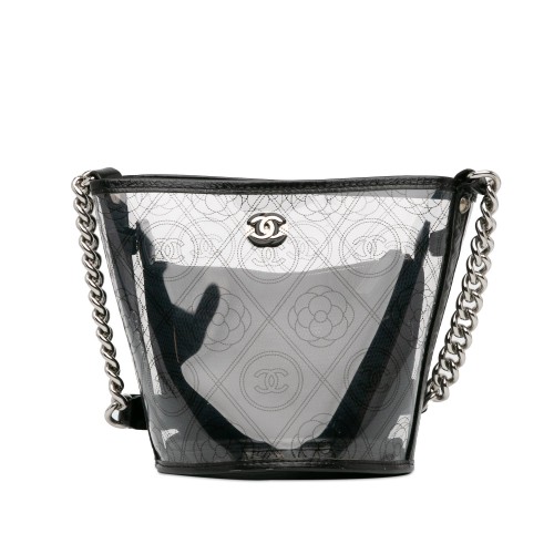 Chanel Crumpled Calfskin PVC Camellia Bucket