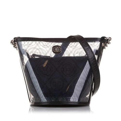 Chanel Crumpled Calfskin PVC Camellia Bucket