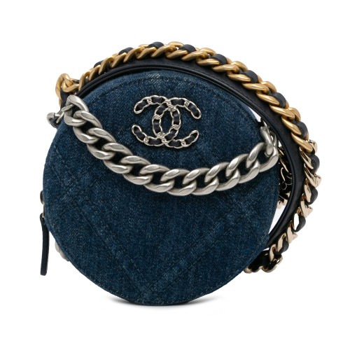 Chanel Denim 19 Round Clutch with Chain