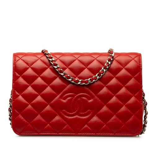 Chanel Diamond CC Lambskin Wallet on Chain