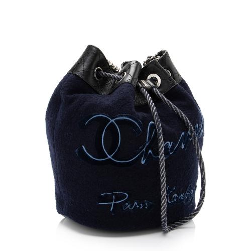 Chanel Embroidered Wool Paris-Hamburg Drawstring Bucket Bag