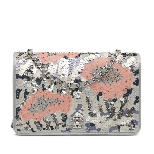 Chanel Flower Sequins Wallet On Chain