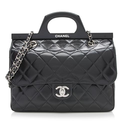 Chanel Glazed Calfskin CC Delivery Small Shopping Tote