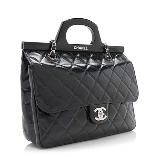 Chanel Glazed Calfskin CC Delivery Small Shopping Tote