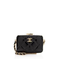 Chanel Glazed Goatskin Small Box with Chain