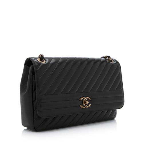 Chanel Goatskin Diagonal Large Flap Bag