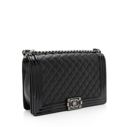 Chanel Goatskin Patent Leather New Medium Boy Bag