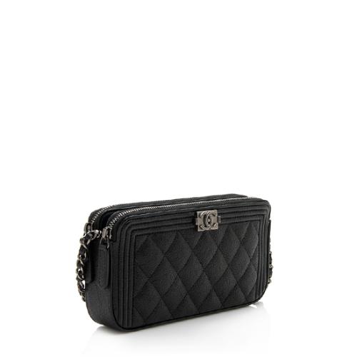 Chanel Grained Calfskin Boy Clutch with Chain