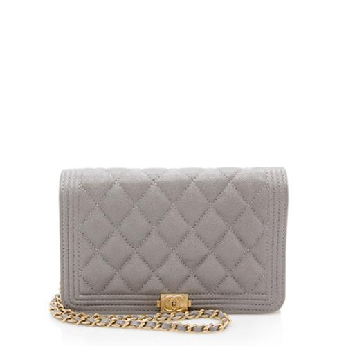 Chanel Grained Calfskin Boy Wallet on Chain