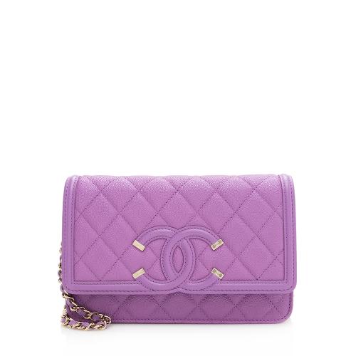 Chanel Caviar Leather CC Filigree Wallet on Chain