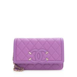 Chanel Caviar Leather CC Filigree Wallet on Chain