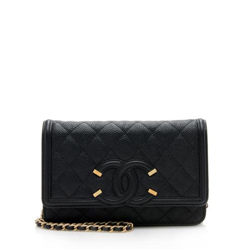 Chanel Grained Calfskin CC Filigree Wallet on Chain