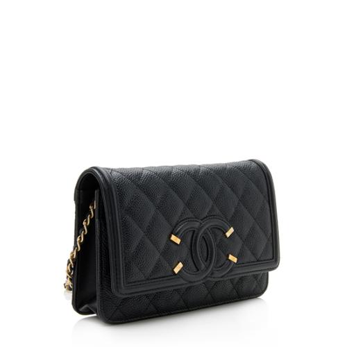 Chanel Grained Calfskin CC Filigree Wallet on Chain