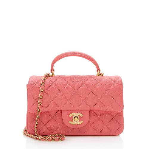 Chanel Grained Calfskin Rectangular Top Handle Mini Flap Bag